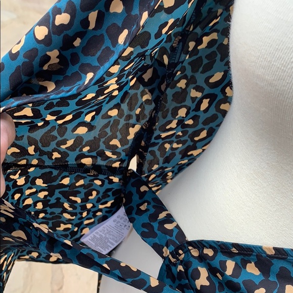 BCBGeneration Teal Leopard Print True Wrap Blouse - Picture 8 of 9